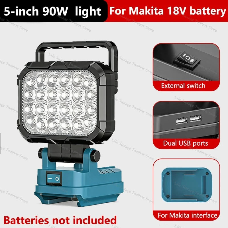 Cordless LED Work Light with USB Port, 3- to 8-Inch Options