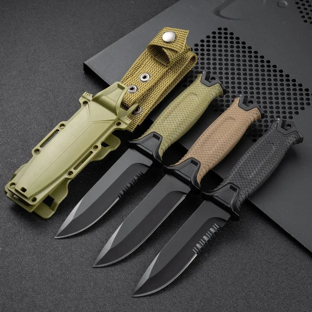 Outdoor knife camping defense straight knife wilderness survival sharp tactical knife carry survival knife high hardness knife 
