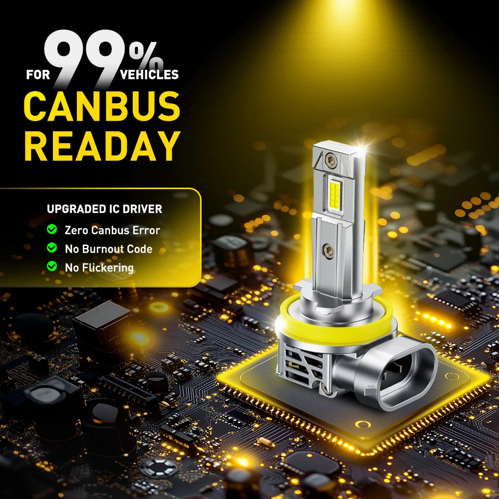 AUXITO Upgraded H11 H8 LED Headlamp Bulbs Canbus No Flickering Car High Low Beam Turbo 9005 HB3 9006 HB4 LED Headlight 30000LM