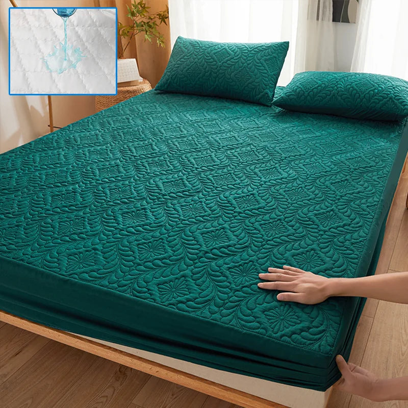 Waterproof Quilted Mattress Protector Breathable Mattress Cover Anti-mite Anti-bacterial Fitted Bed Sheet No Pillowcase 