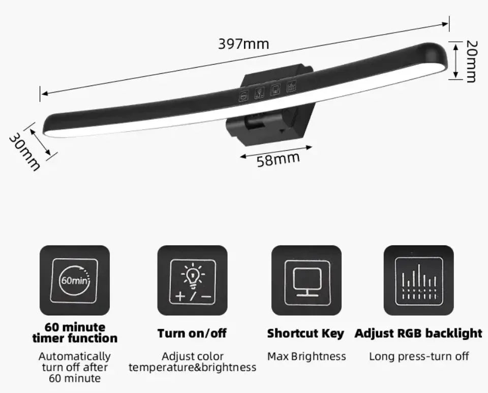 Monitor Light Bar - Straight and Curved Options