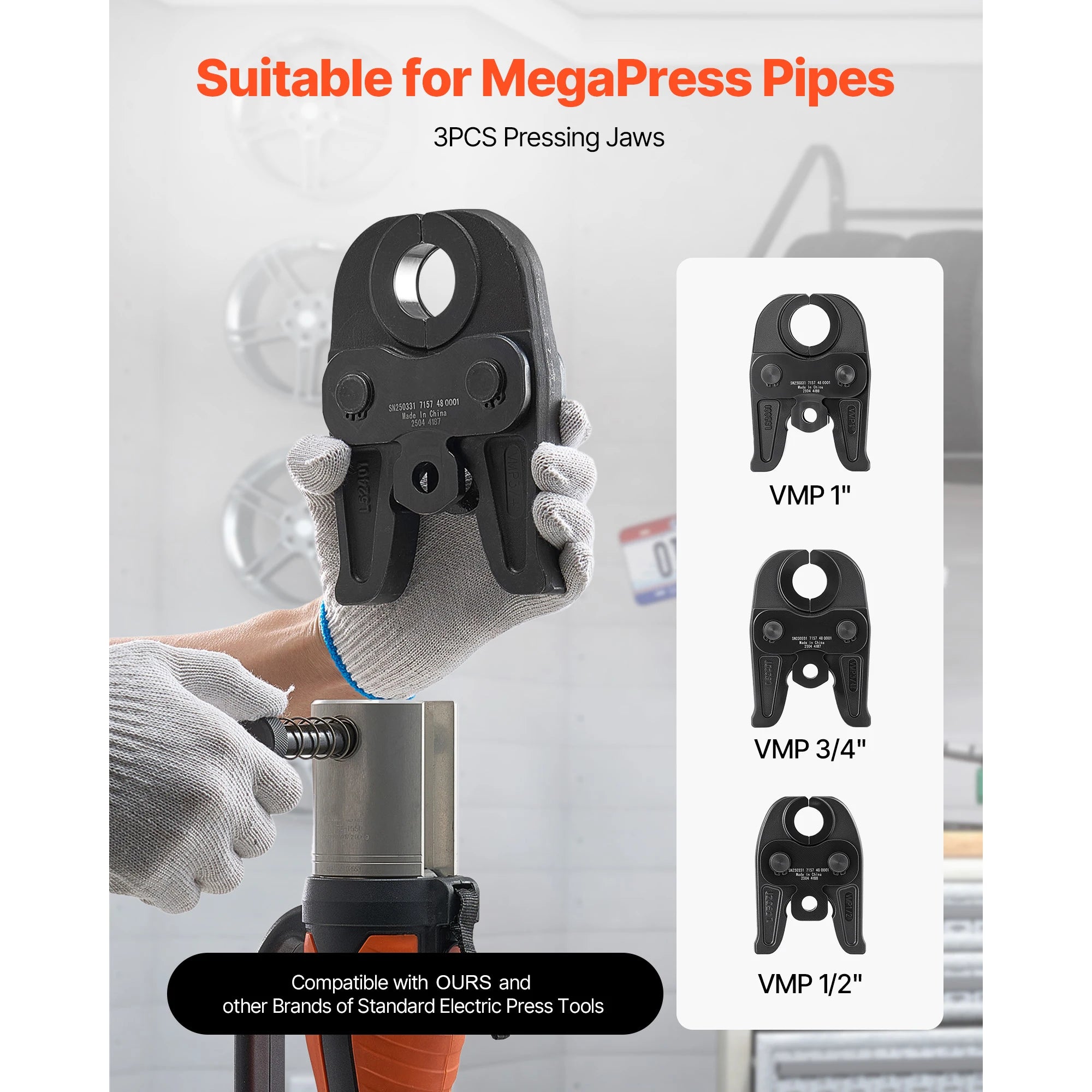 MegaPress Pressing Jaws Set 1/2", 3/4", 1" for Carbon Steel Pipes