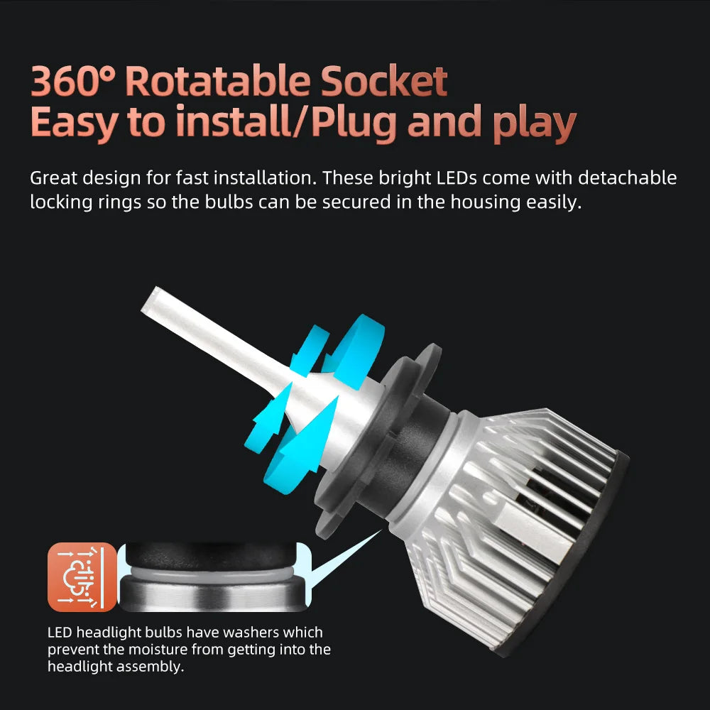 6000 K LED Vehicle Bulb Pair - Socket Options
