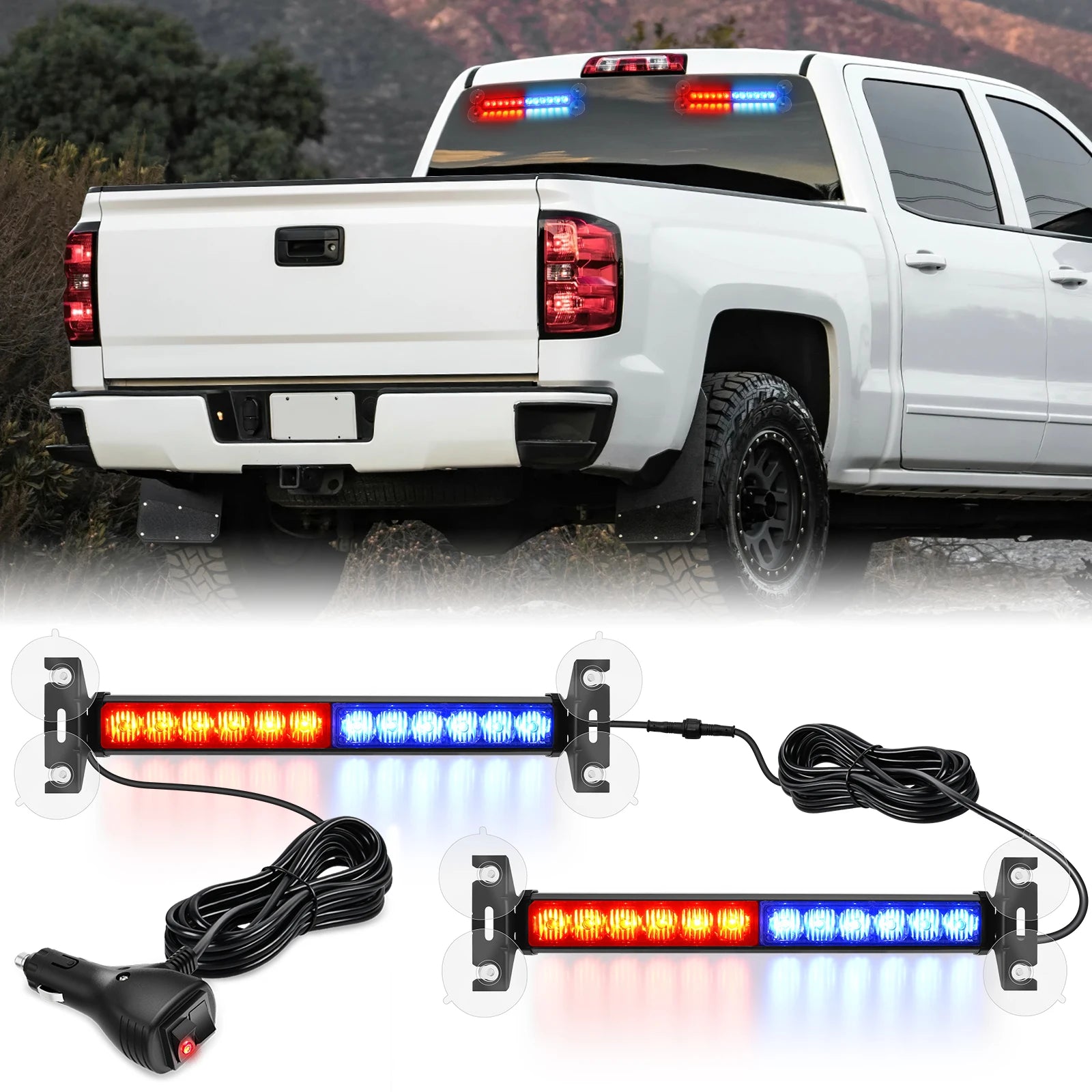 Nilight Automotive Strobe Traffic Advisor Light Bar 2-1 Dash Warning Safety Flashing Light Front/Rear Off-Road Truck Accessories