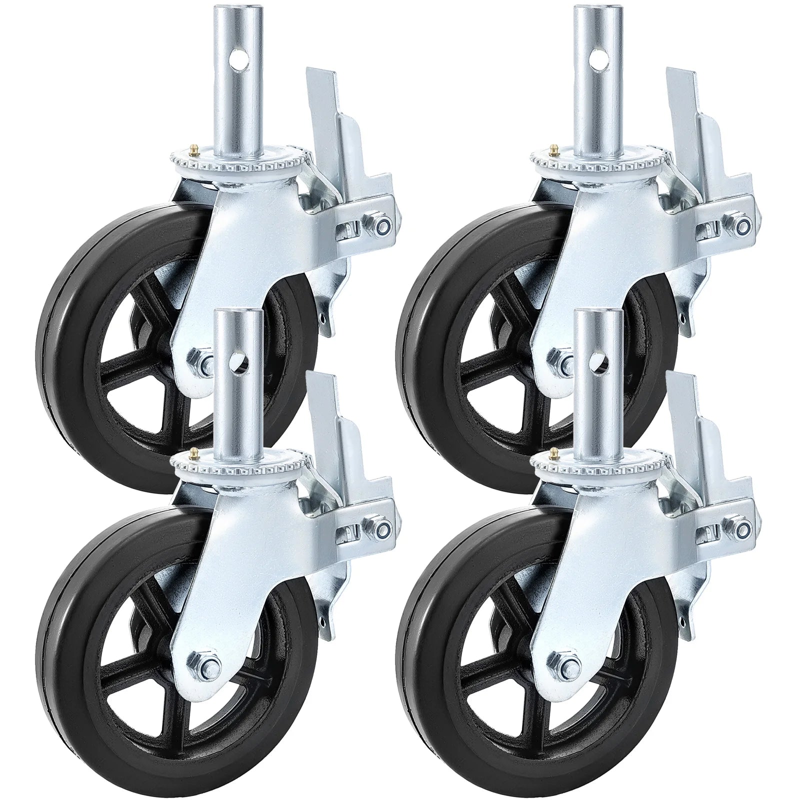 Heavy Duty 8" Scaffolding Swivel Casters Set with Dual Lock Brakes