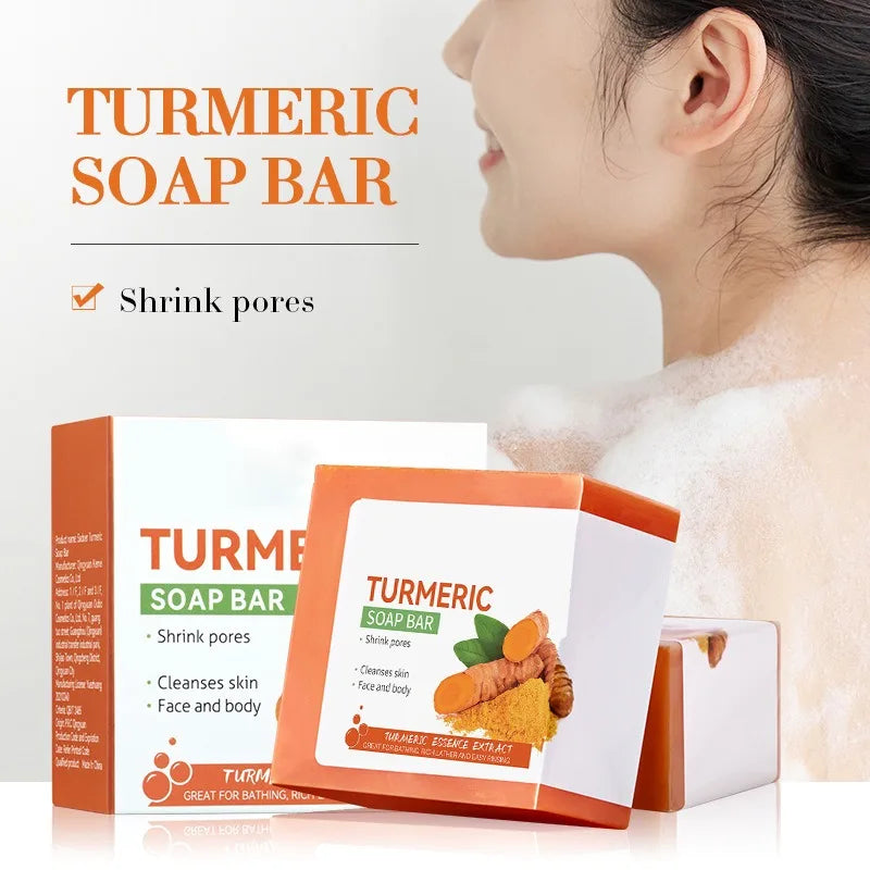 Hand Made Turmeric Soap Body Cleaning Lightening Dark Underarm Leg Body Cleansers Brightening Face Soap Tender Skin Care Beauty 