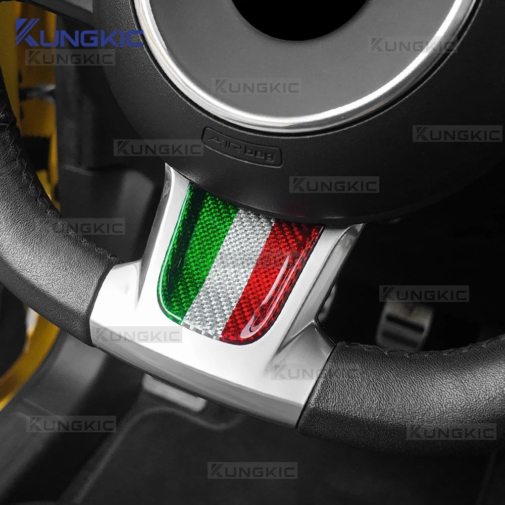 Carbon Fiber Steering Wheel Bottom Sticker for Fiat 500 Abarth