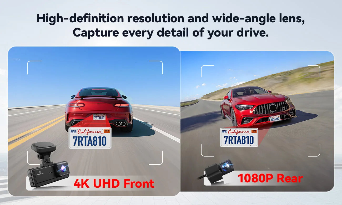 REDTIGER A8 4K+1080P Dash Cam with GPS, WiFi, Touch Screen