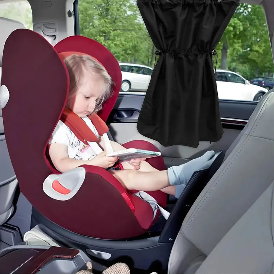 SEAMETAL 2Pcs Car Sun Shade Curtains Side Window Sunshade Summer Sun Protection 95% Light/UV Blocking Auto Privacy Blind Curtain