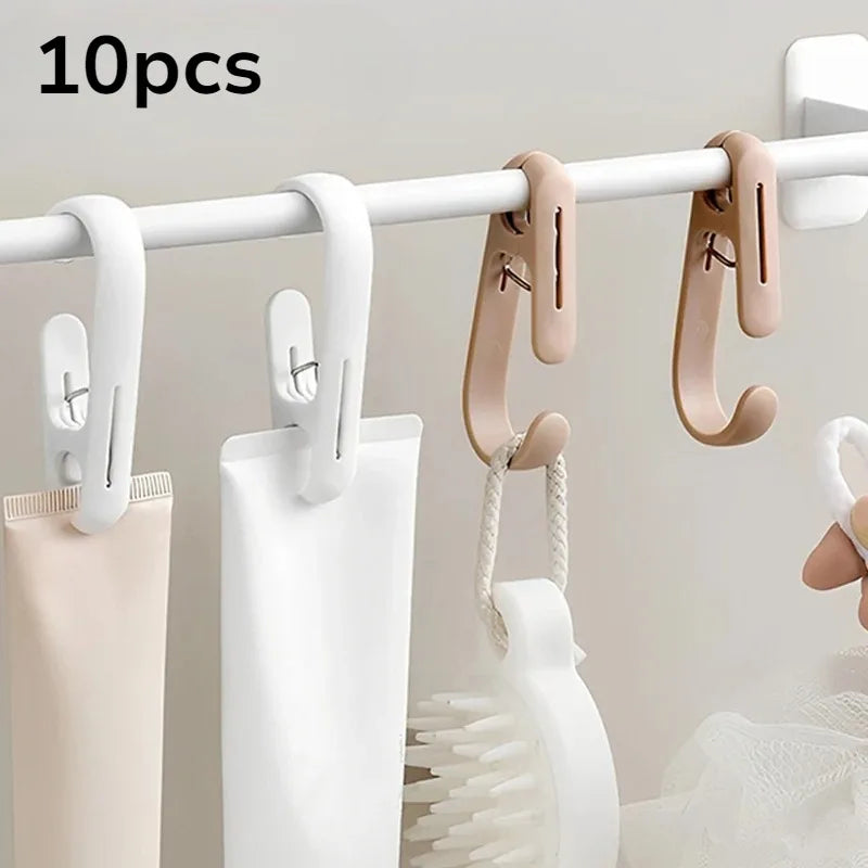 Ten Plastic Hanging Clips with Hooks