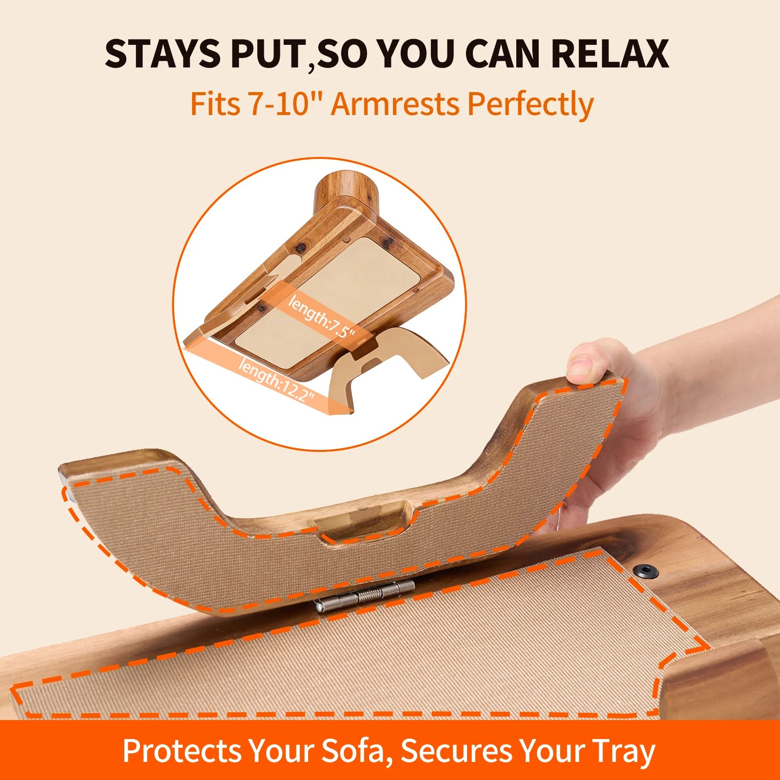 3-in-1 Couch Arm Tray with Rotating Cup Holder & Phone Stand