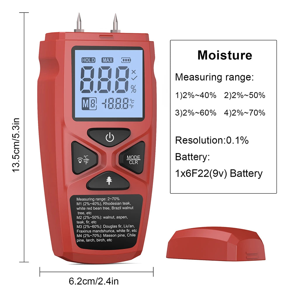 Digital Wood Moisture Meter with Data Hold