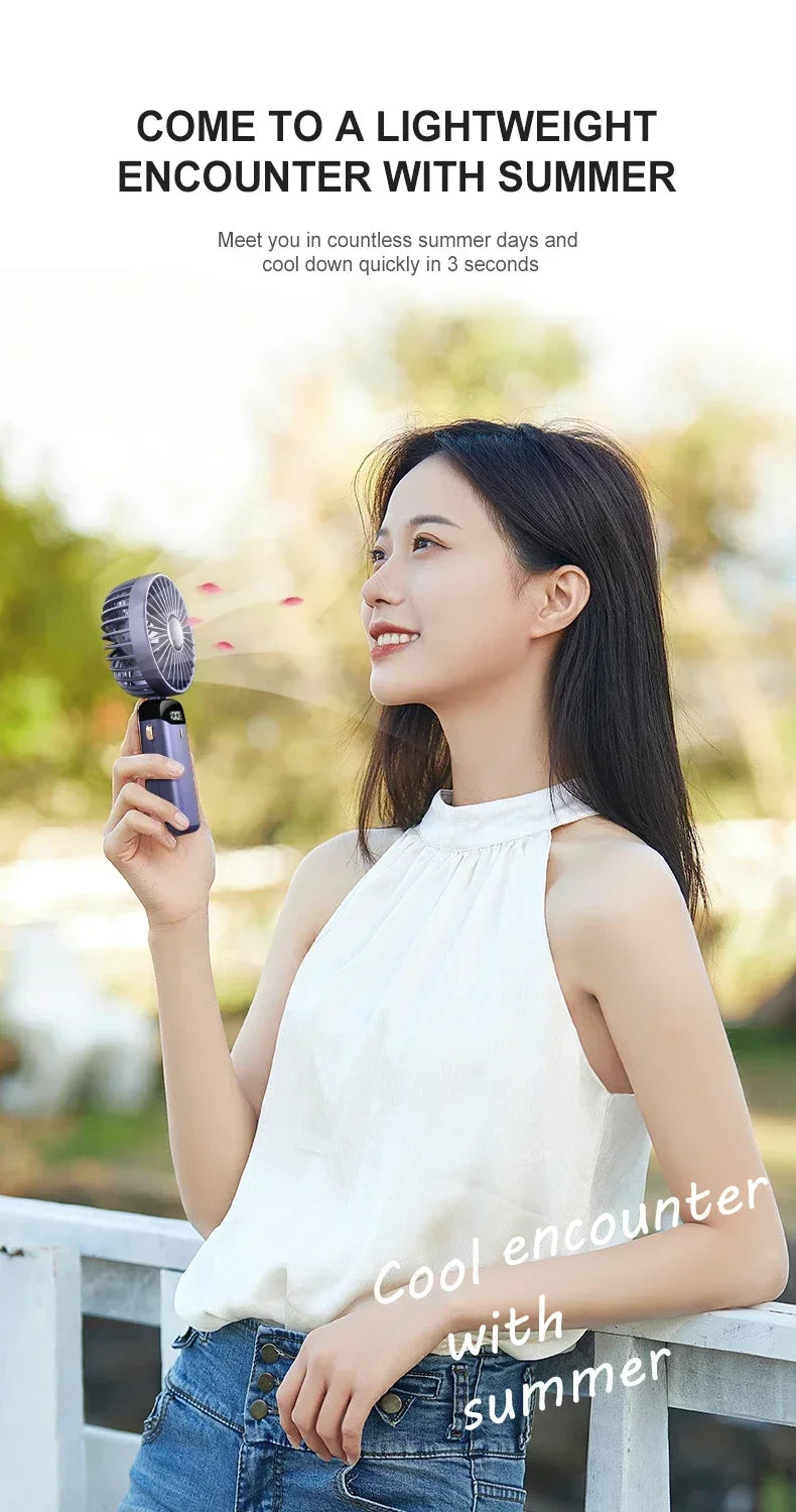 Foldable 5-Speed Handheld Mini Fan with LED Display