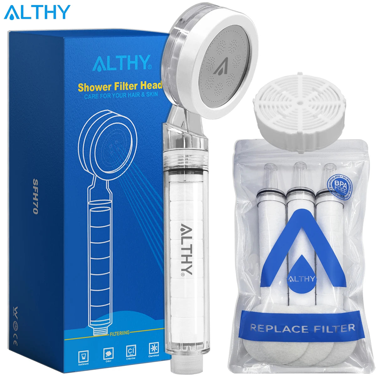 High Pressure Handheld Shower Head Water Filter