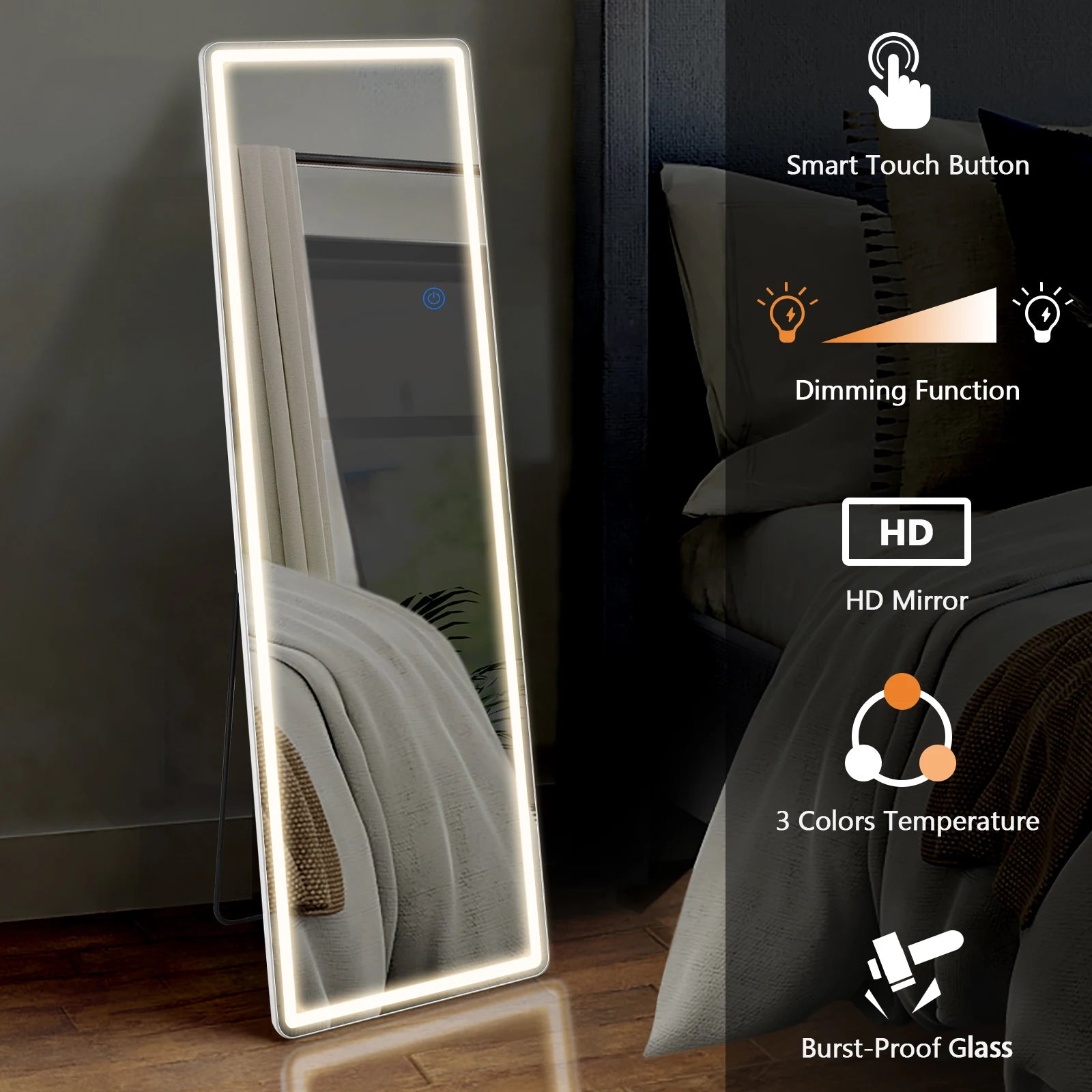64" x 21" Full Length Floor Mirror with Aluminum Frame