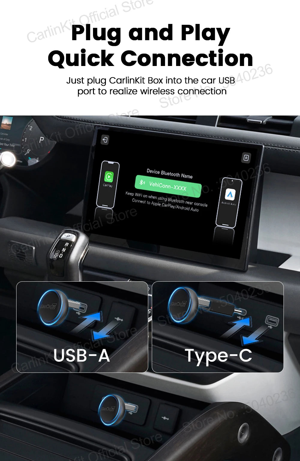 Wireless CarPlay and Android Auto USB Adapter