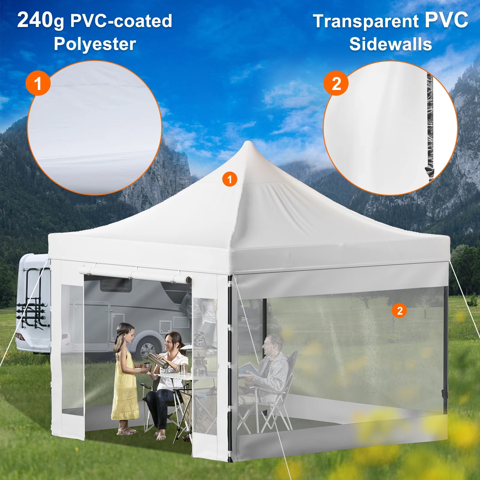 SucceBuy Tenda de Palco Pop Up 10x10 Alpendre ao Ar Livre com Paredes Laterais Removíveis e Bolsa com Rodas Abrigo Portátil Instantâneo para Festa/Acampamento