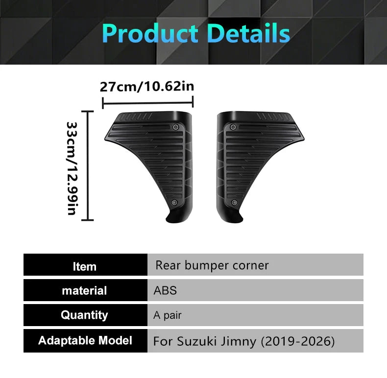 Rear Bumper Corner Protector For Suzuki Jimny 2019 2020 2021 2022 2023-2026 Exterior Guard Trim Cover Off-Road Car Accessories