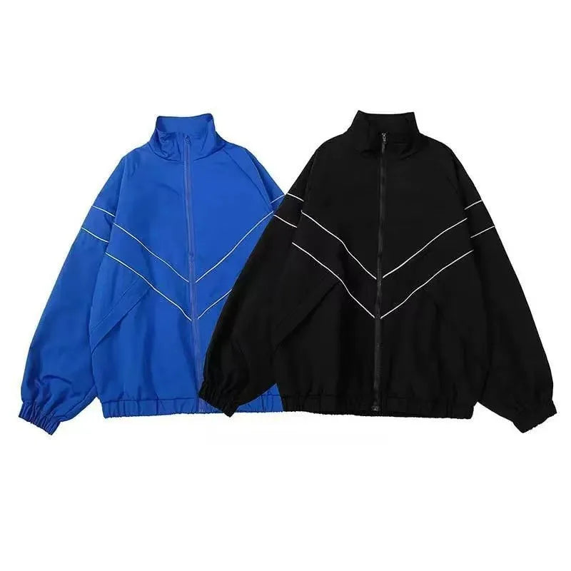 Hip Hop Varsity Jacket Men High Street Patchwork Color Black Windbreaker Coats Women Spring Autumn Thin Fashion College Jackets 