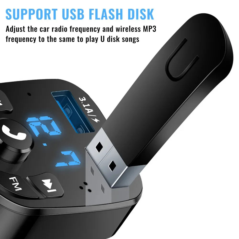 Bluetooth 5.0 Car FM Transmitter with Dual USB