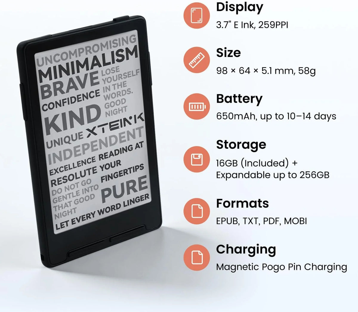 X3 Global Mini E-Ink Reader - 3.7 Inch, 16GB