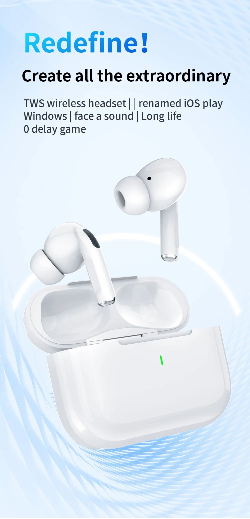 White True Wireless Bluetooth Earbuds