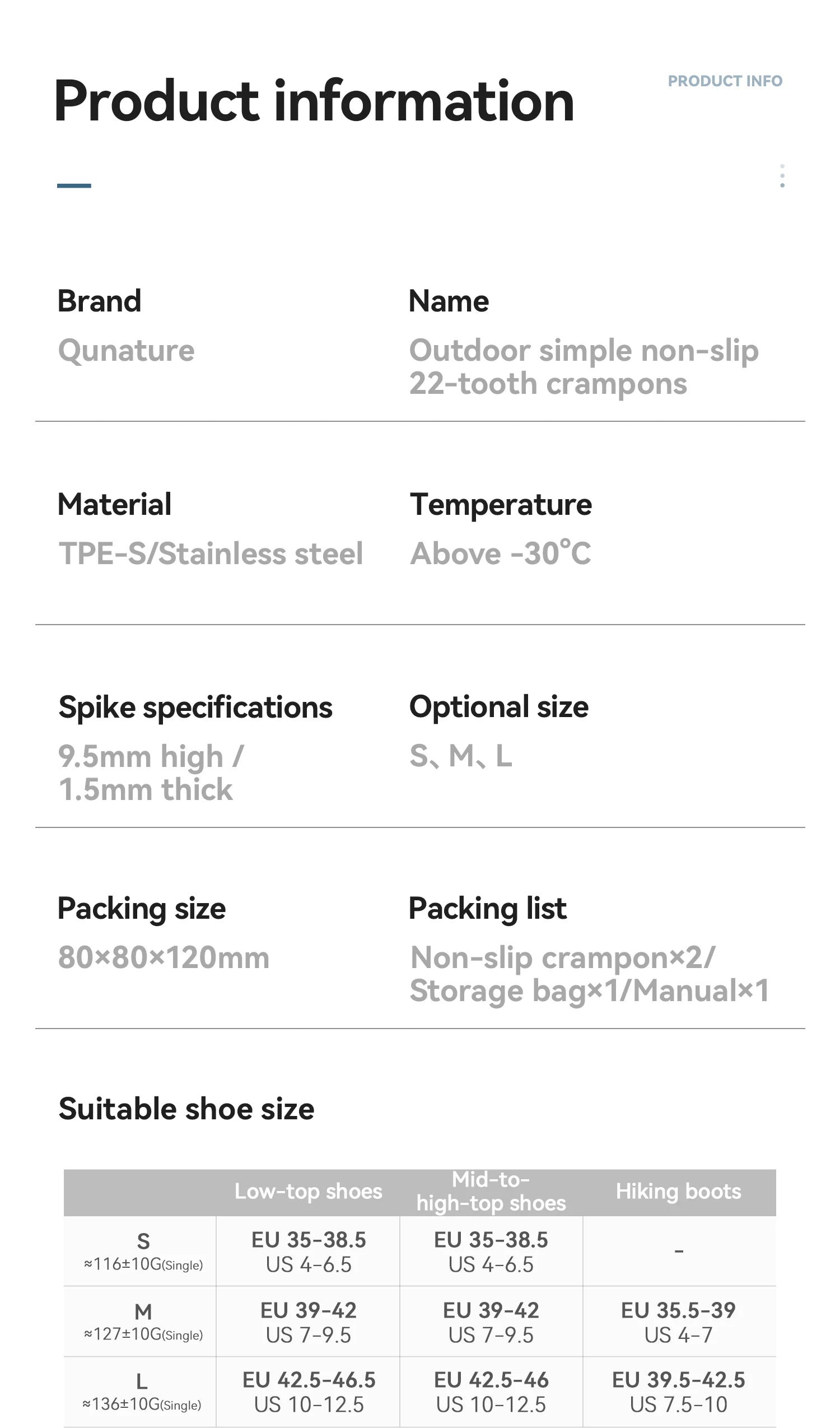 22-Tooth Ice Gripper Crampons for Snow & Winter Traction