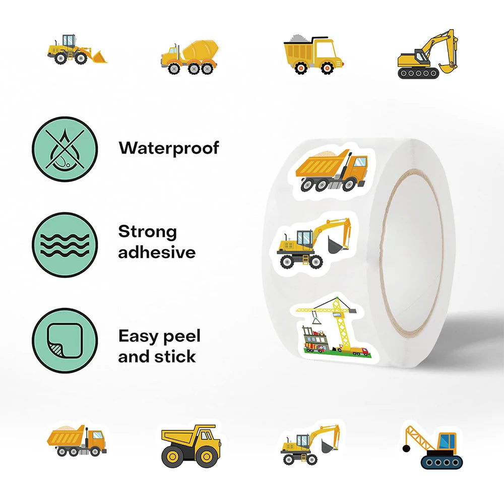 Construction Vehicle Sticker Roll for Kids