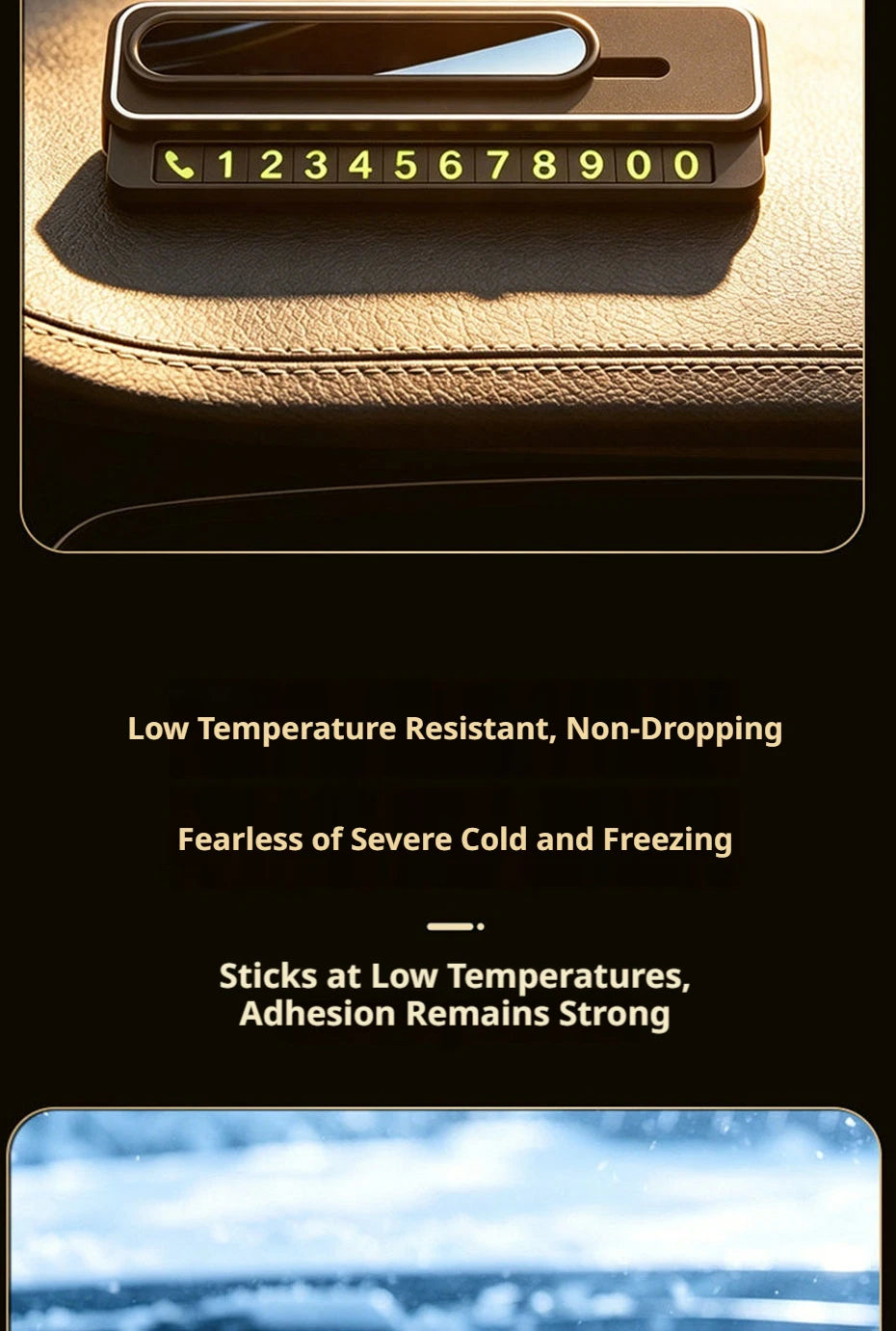 SEAMETAL Mini Portable Phone Number Plate Dual Number Luminous Fluorescent Large Digits Heat Resistant Temporary Parking Card
