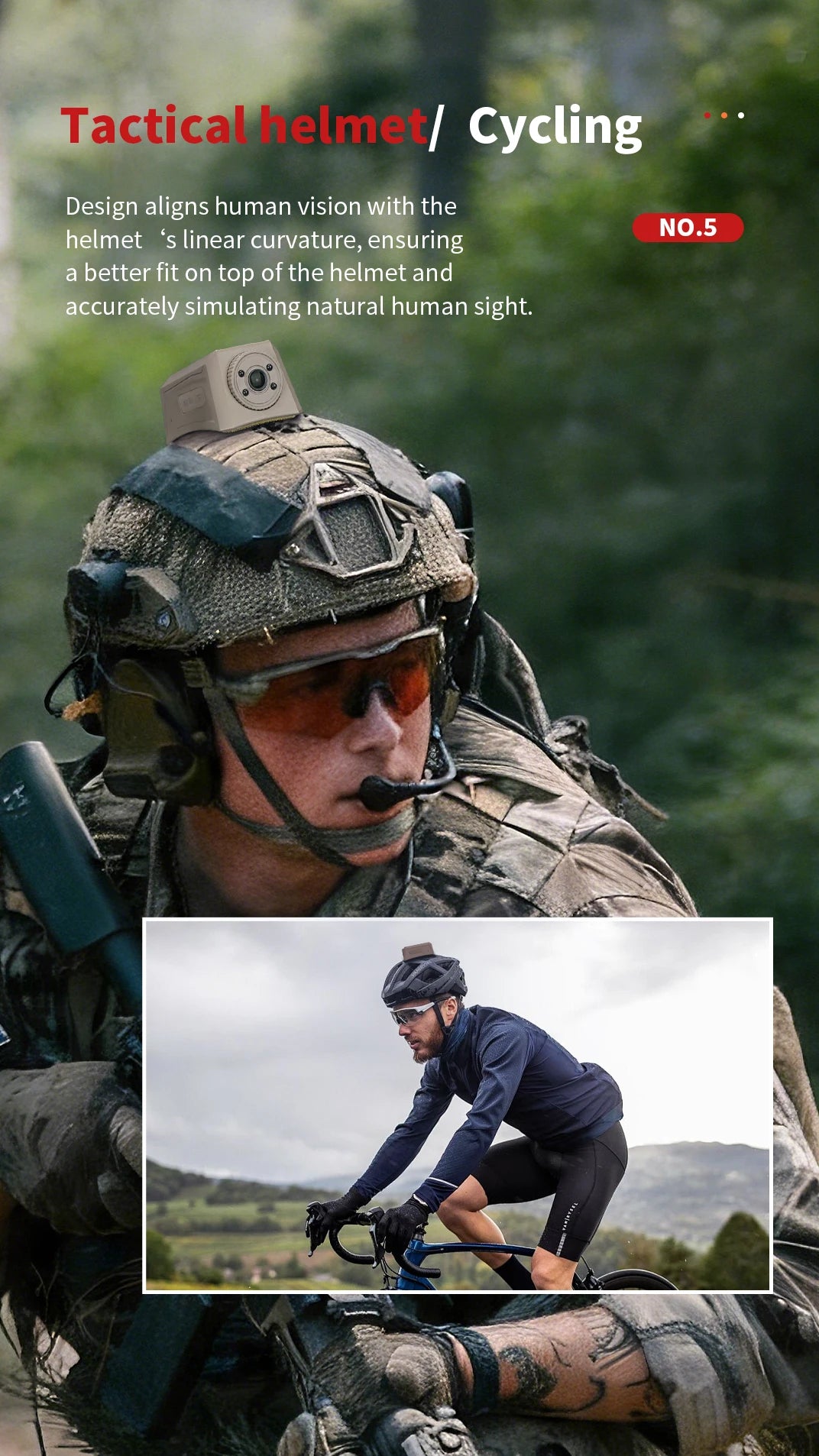 Tactical Helmet Camera with 720P HD Video Recording