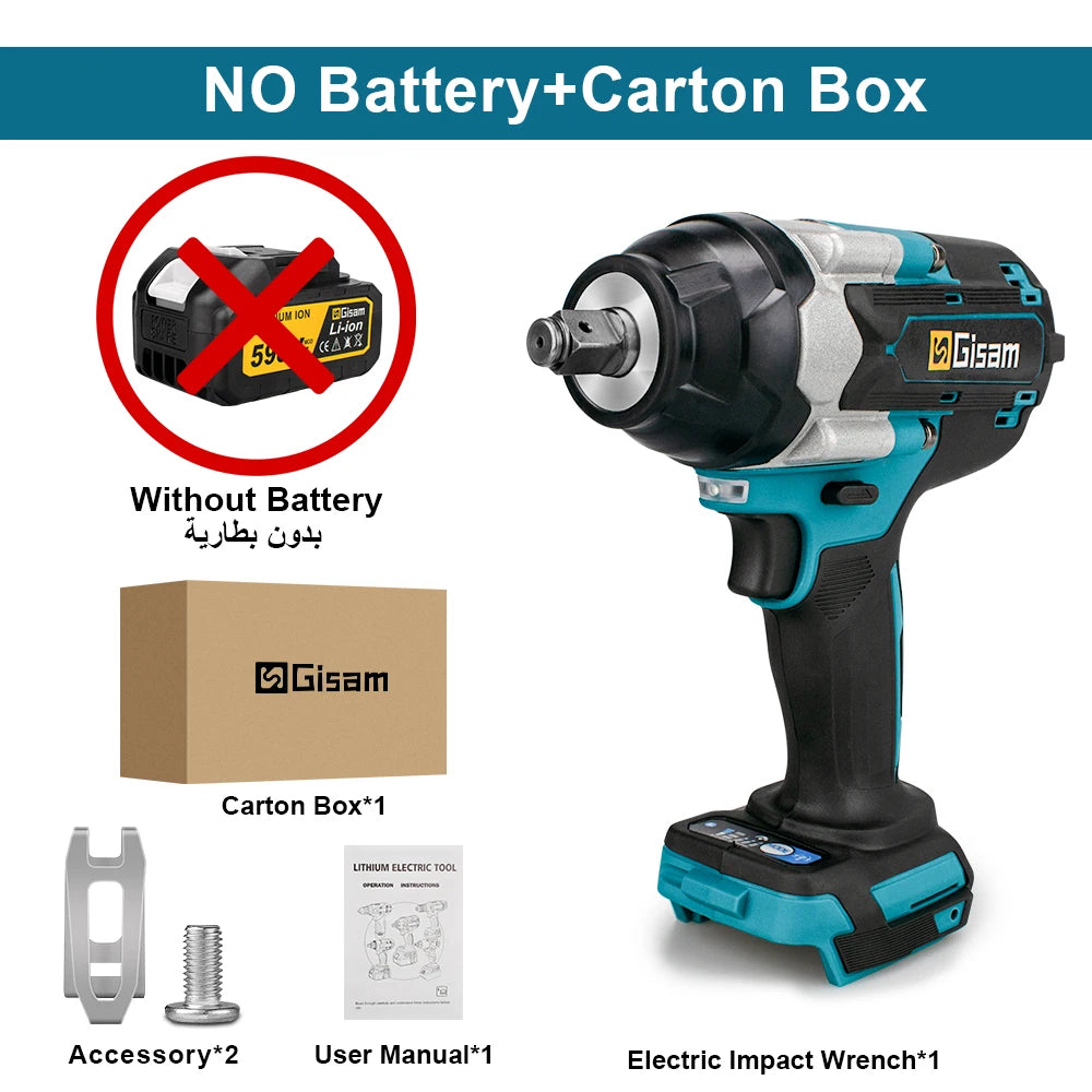 1800N.M Brushless Electric Impact Wrench for 18V Makita Batteries