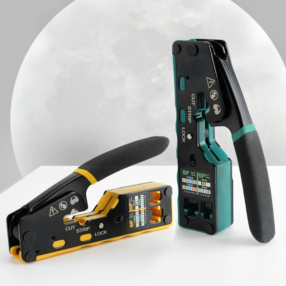 Pass-Through RJ45 Crimping Tool for Ethernet Cables