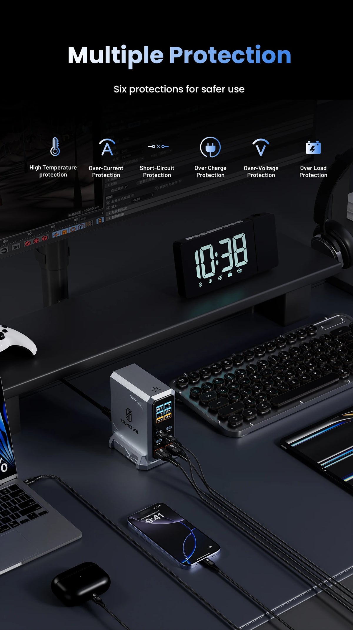 Stazione di Ricarica Desktop con GaN da 240W e 6 Porte