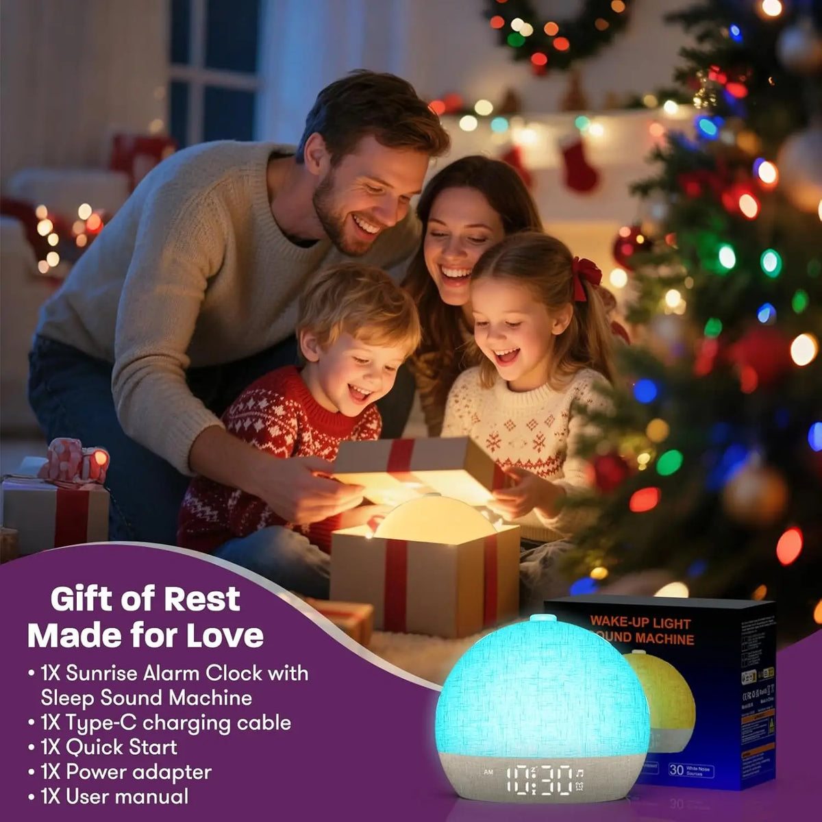 Sunrise Alarm Clock with Sound and Colour Light