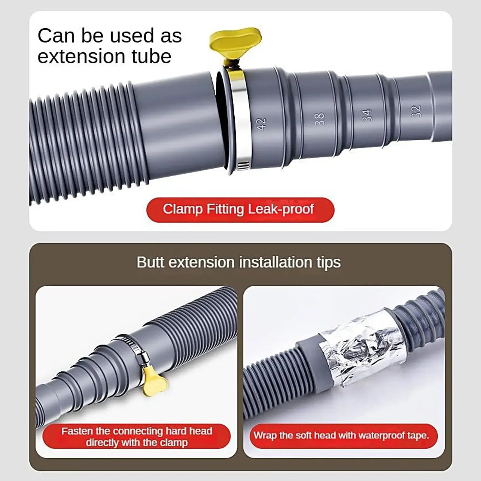 Foldable RV Sewer Hose 3/5m – Leakproof Kit with Adjustable Adapter & Clamp, Caravan Trailer Accessories