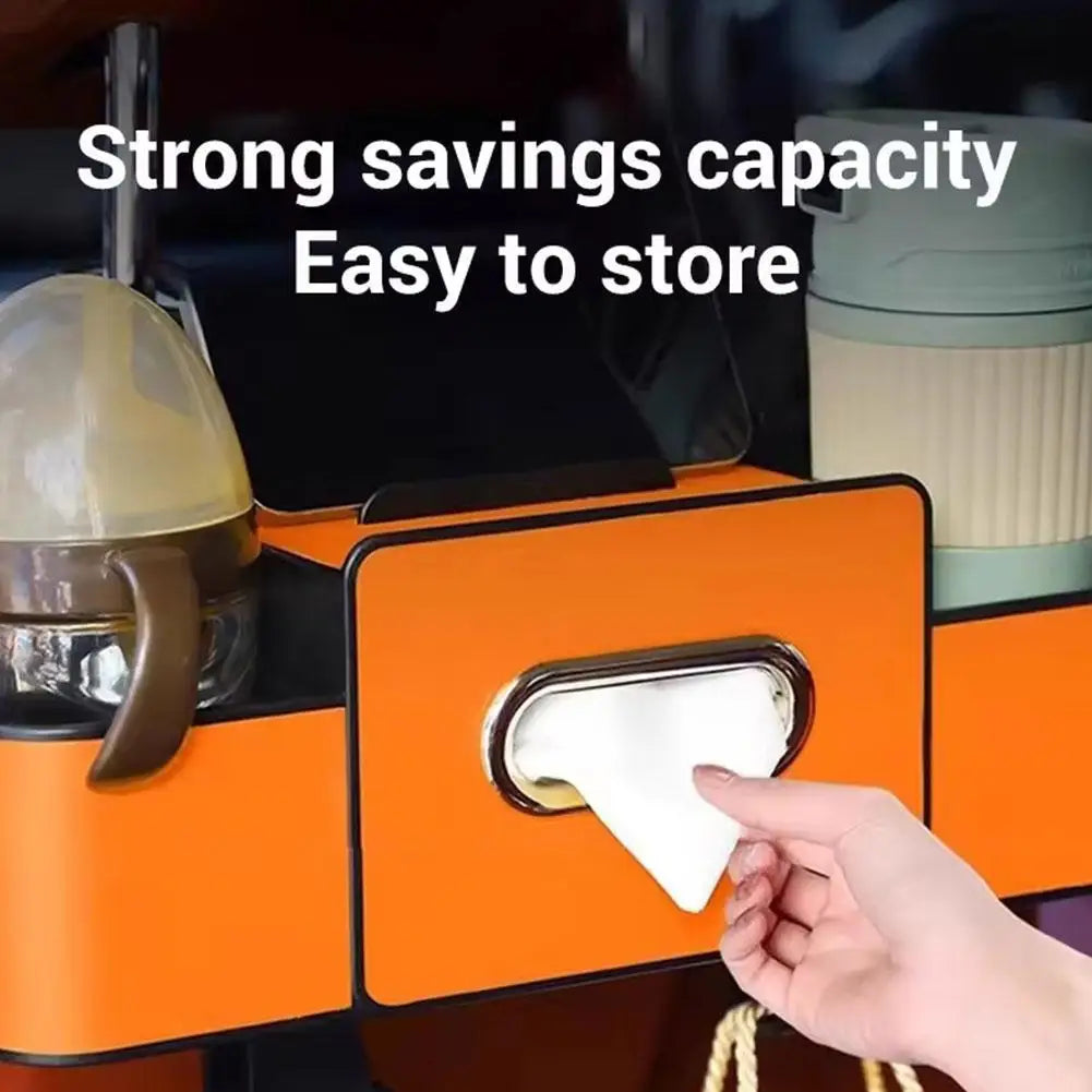 Seat-Back Car Organiser with Tissue and Cup Storage