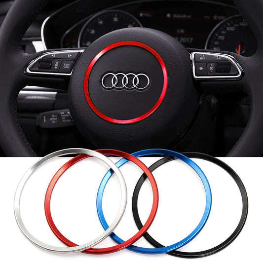 For Audi A1 A3 A4 A5 A6 A7A8 Q3 Q5 Q7 SQ5 S1 S3 S4 S5 S6 S7 S8 RS3 RS5 RS6 Car Steering Wheel Decoration Ring Trim Cover Sticker