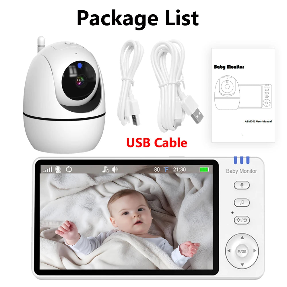 Fünf-Zoll Video-Baby-Monitor mit Schwenk-Neigekamera