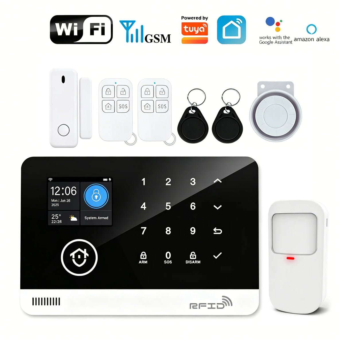 Tugard Smart Home Security Alarm System Kit Wireless 120dB Siren Motion Sensor with WiFi GSM Tuya App Alexa Google Assistant Remote Control