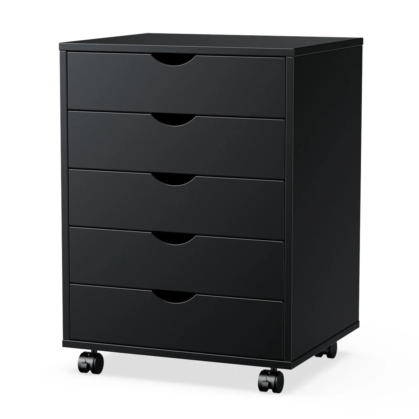 5 Drawer Rolling Nightstand Cabinet with Waterproof Top Surface