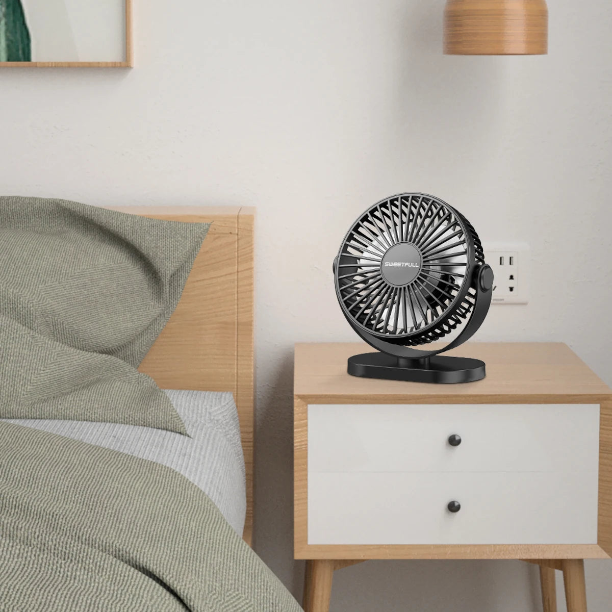 USB Desktop Wall Mounted Mini Fan, 3-Speed Quiet Cooling Fan