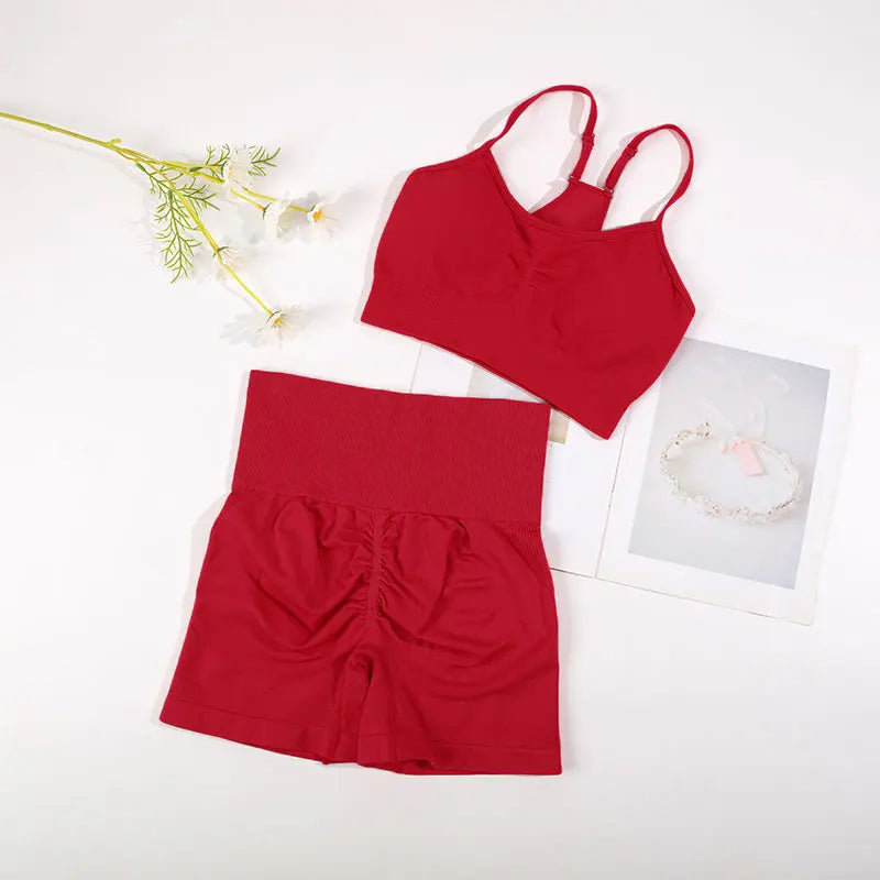 Nahtloses Yoga-BHF-BH und Shorts – Getrennt oder Set-Optionen