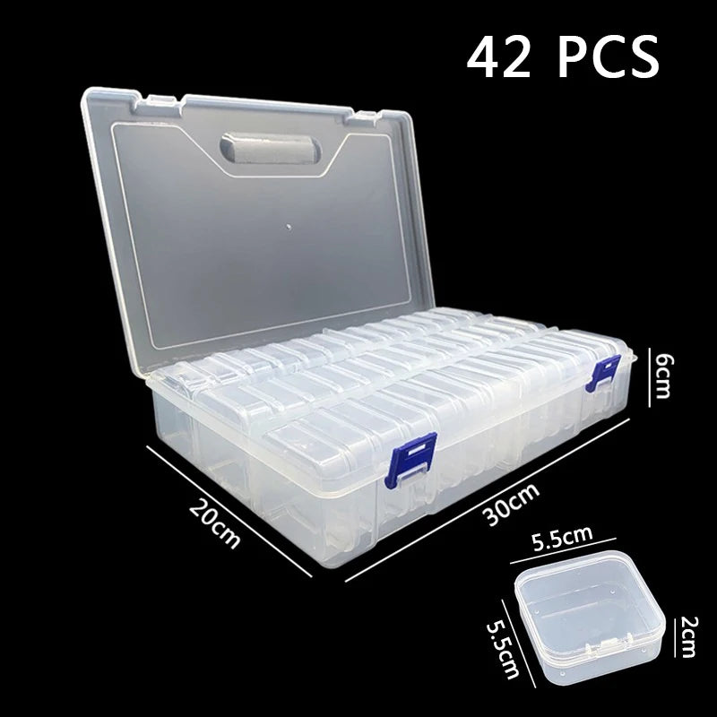 Clear Mini Storage Boxes, 14 to 42 Piece Sets