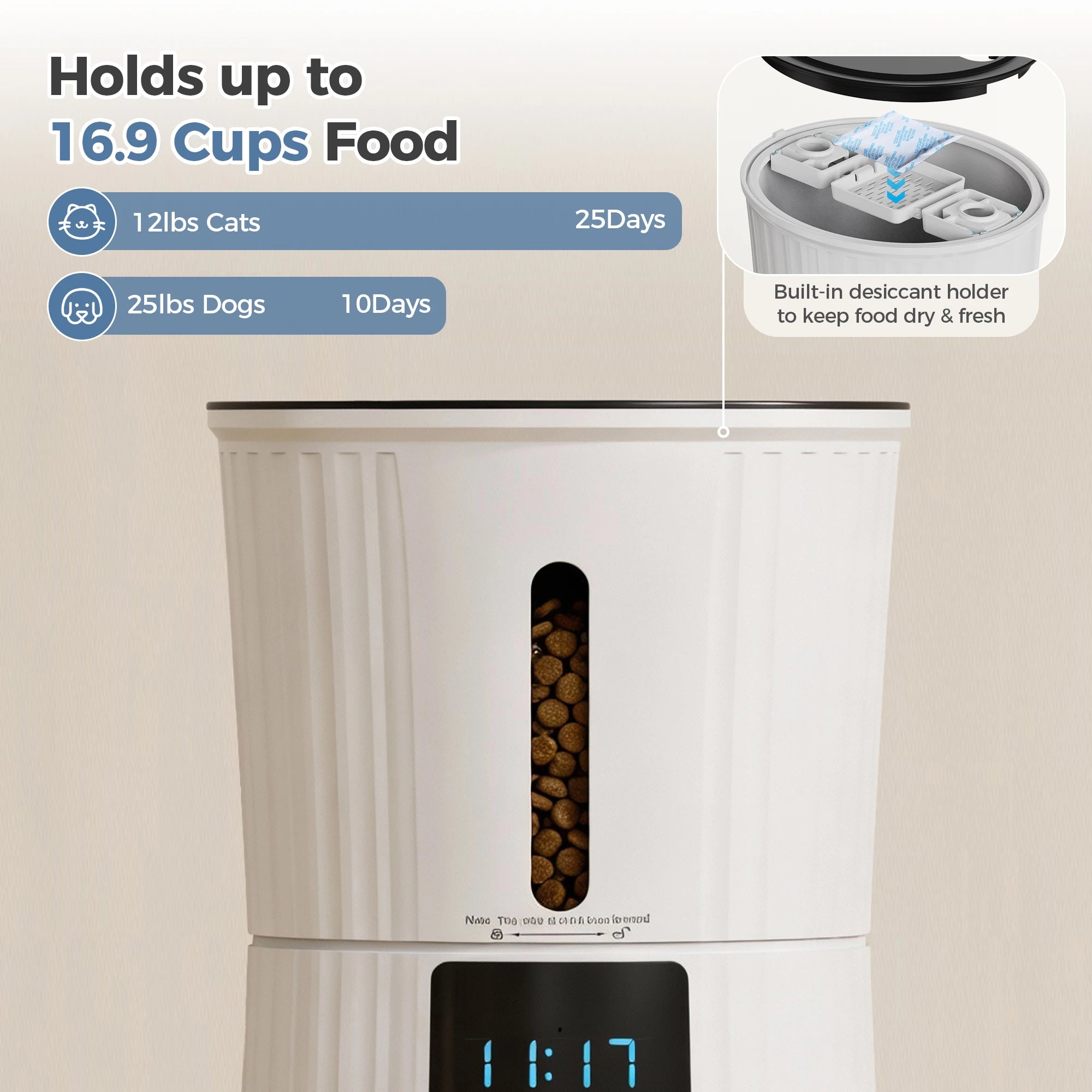 4L Automatic Cat Feeder with WiFi App Control & Timed Feeding