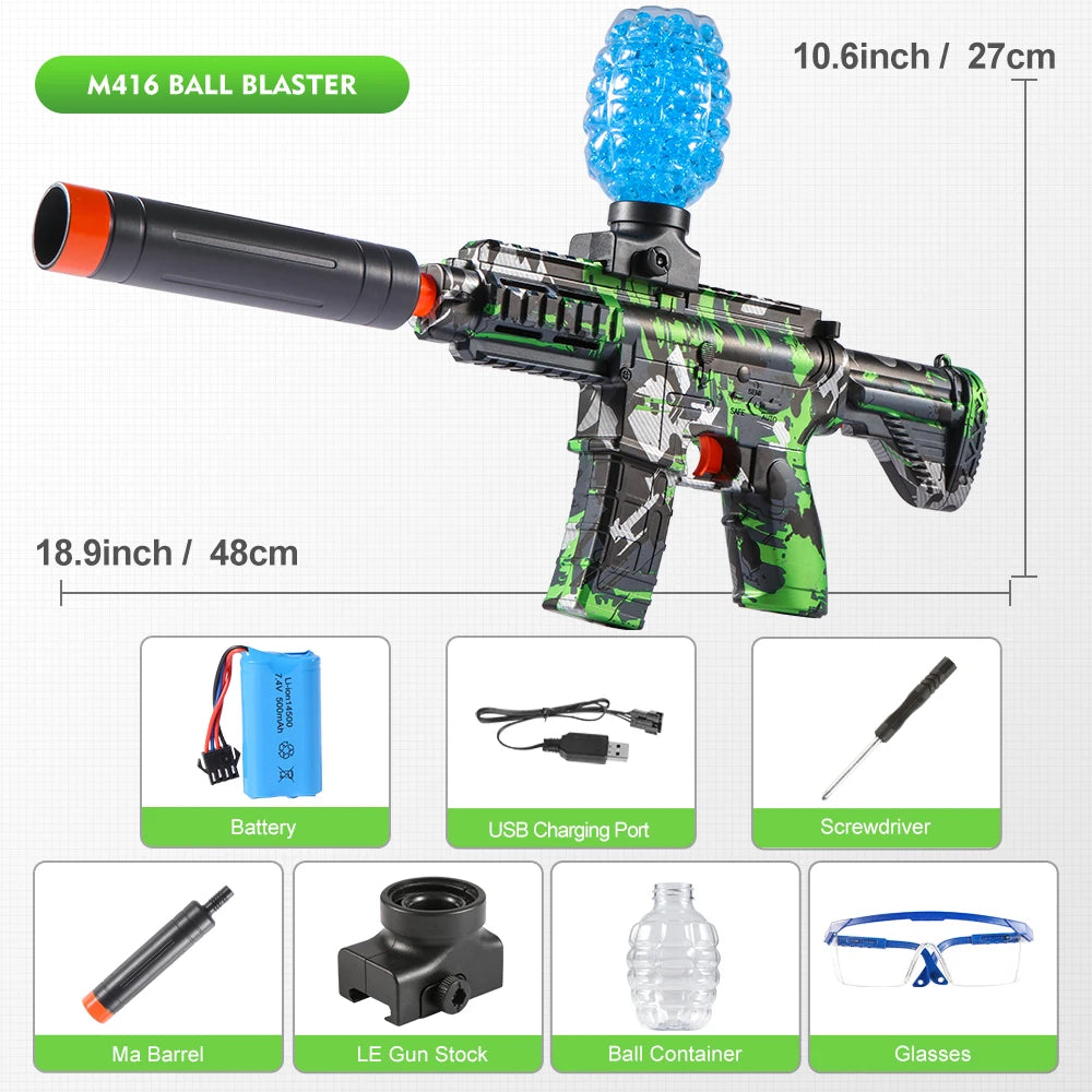 M416 Electric Ball Blaster Toy Gun - High-Speed, Metallic Finish, Rechargeable - Halloween Thanksgiving Gift(Bullets Excluded) 