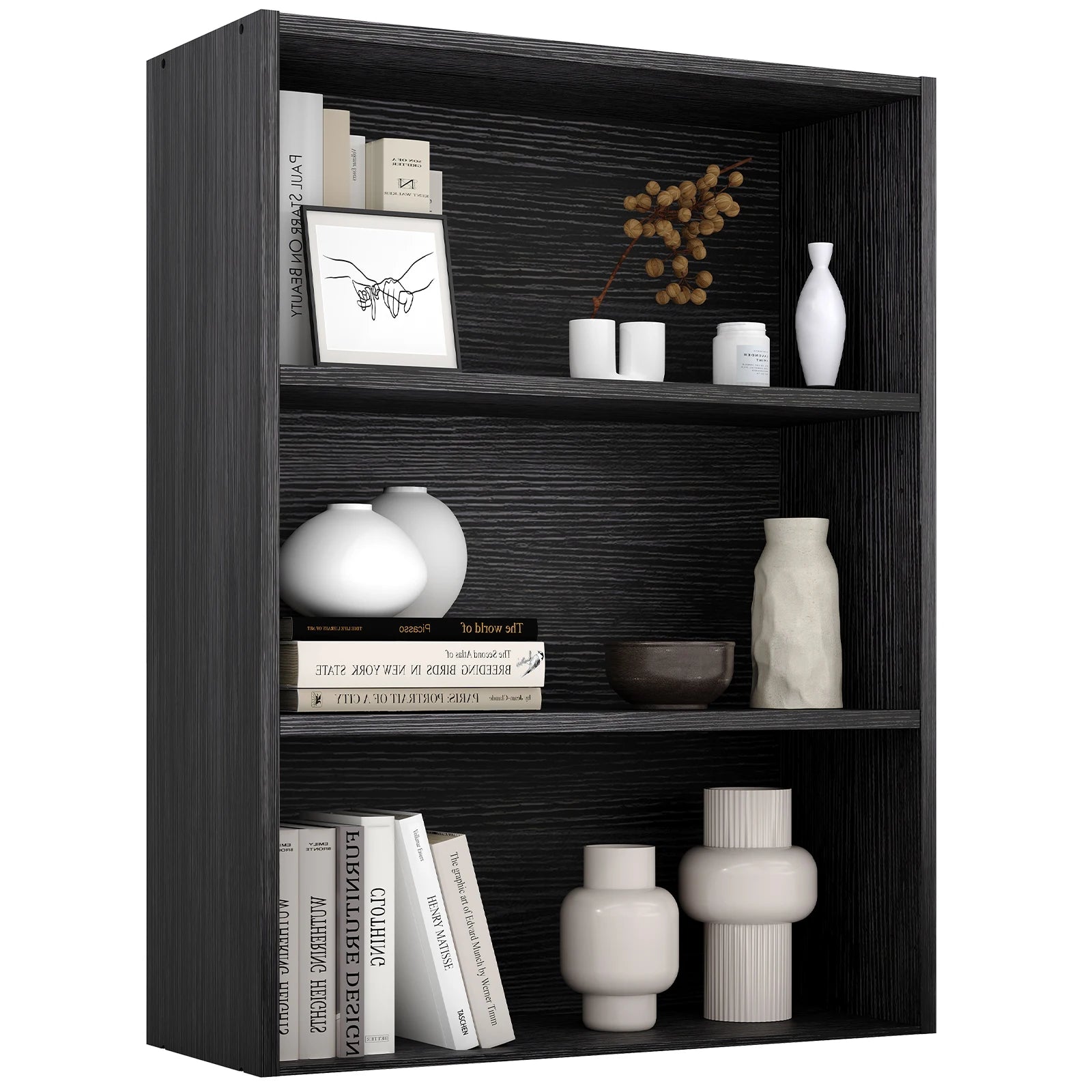 4 Tier Wooden Bookcase Open Shelf Storage for Home & Office