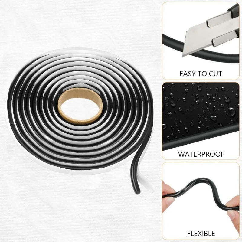 Butyl Rubber Sealant Tape 4m Waterproof Black Adhesive Coil