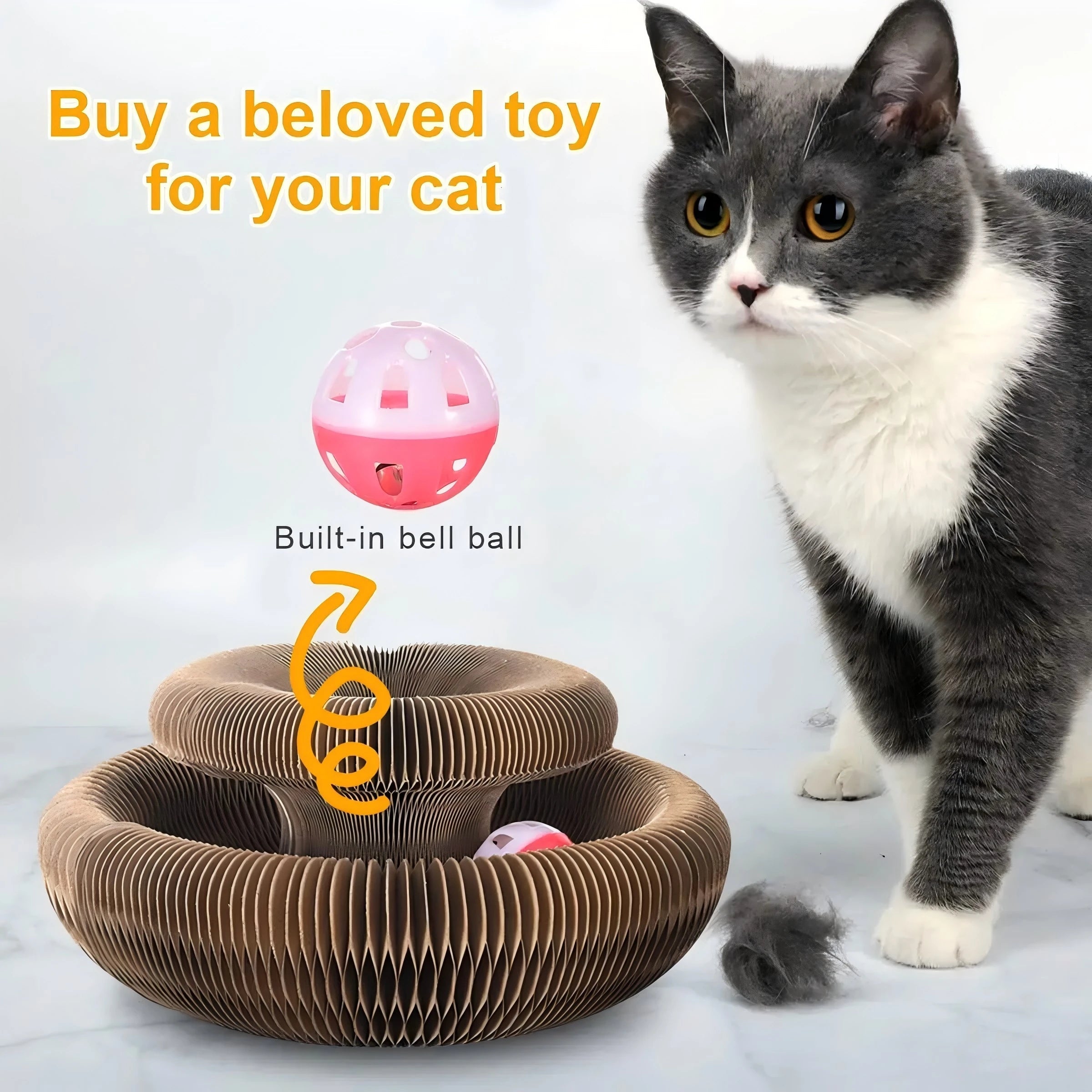 Magic Cat Scratch Organ Board Cat Toy with Ball Cat Grinding Claw Cat Climbing Frame Kitten Round Corrugated Cat Scratching Toy 