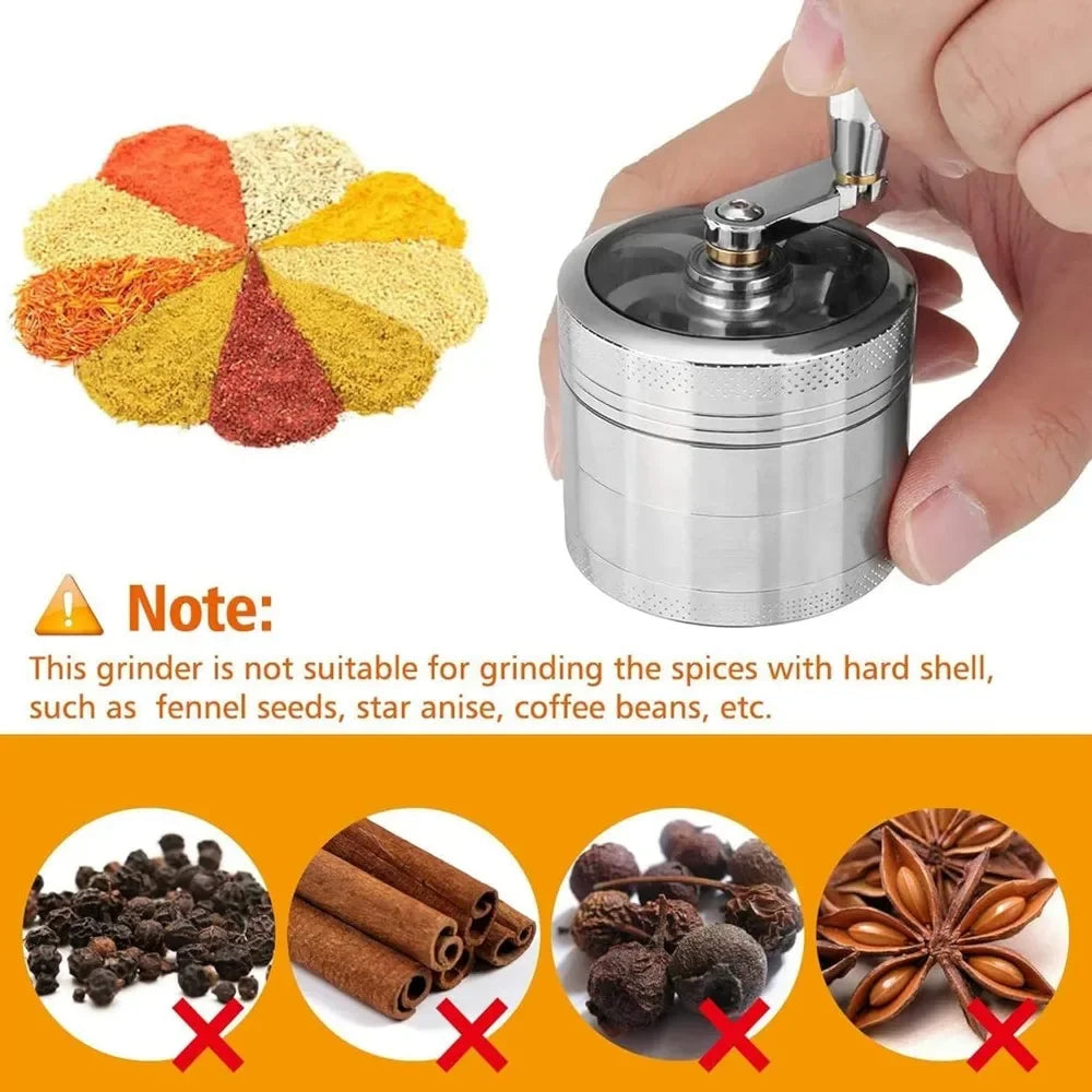 Manual Metal Spice Grinder, Black or Silver