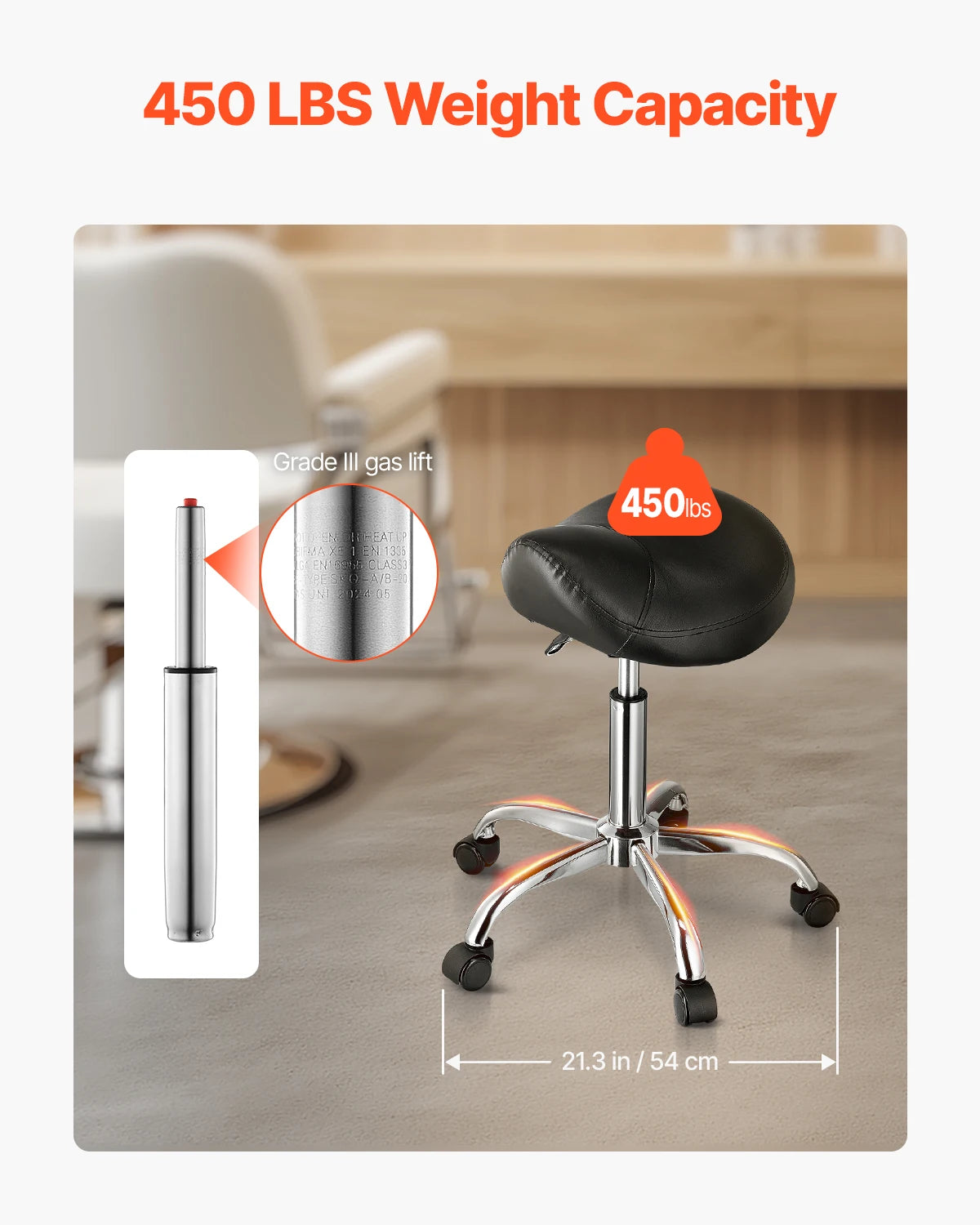 SucceBuy sedlo židle se kolečkami, nosnost 450 lb, výškově nastavitelná, ergonomická otočná sedací židle typu hřbetové sedlo pro kliniku, salón, tetování